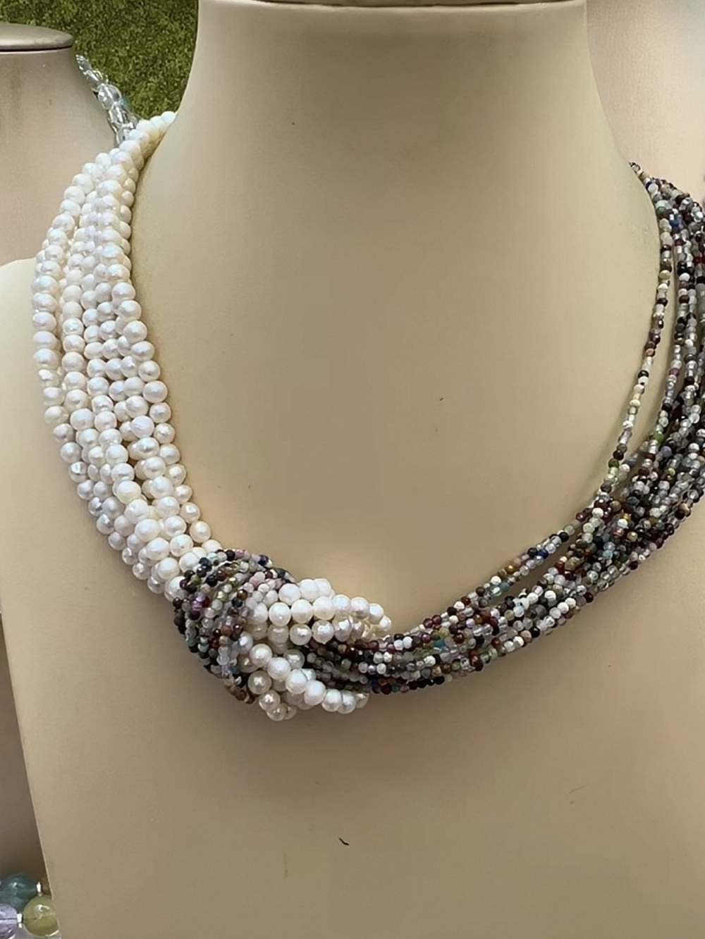 Natural Stone and Pearl Necklace